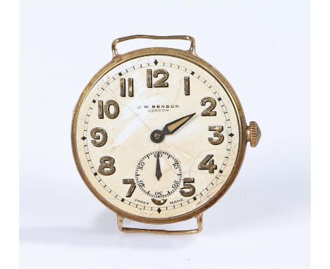 J.W. Benson 9 carat gold cased gentleman's wristwatch, the signed white dial with Arabic numerals and subsidiary seconds dial