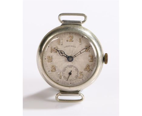 Ingersoll white metal case gentleman's wristwatch, the signed sunburst dial with Arabic numerals and subsidiary seconds dial,