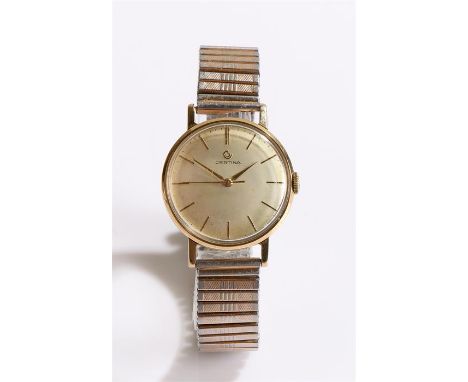 Certina 9 carat gold gentleman's wristwatch, the signed cream dial with baton numerals, manual wound, the case back with pres