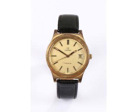Omega gold plated gentleman's wristwatch, the signed gilt dial with baton numerals and date aperture at the 3 o'clock positio