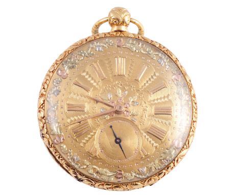 A FINE SWISS OPEN-FACE DETACHED LEVER POCKET WATCH
Signed Duchene Peyrot & Co, Geneva
Key wind, the engine turned dial with R
