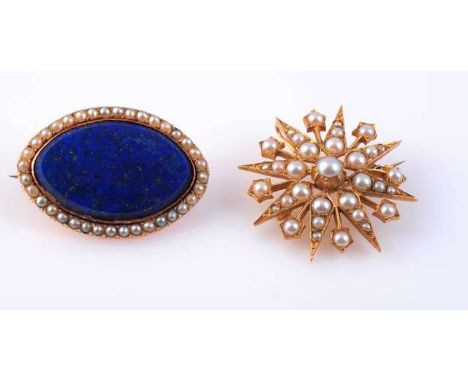 A VICTORIAN SEED PEARL SEVEN-POINT STAR BROOCH
Set to the centre with an eight claw set seed pearl between the seven moulded 