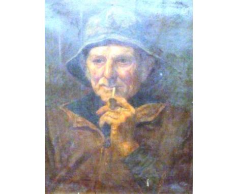 ENGLISH SCHOOL
Portrait of a fisherman
Unsigned, sketches and inscriptions verso, oil on canvas, framed.
60cm by 44.5cm