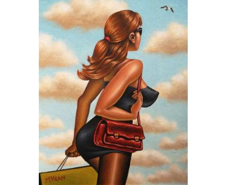 GRAHAM MCKEAN (b.1962)
"High Maintenance Girl"
Signed lower left, oil on canvas, framed.
33.5cm by 28.5cm