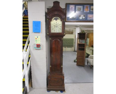 A George III mahogany long case clock, the hood having a pagoda top over reeded columns, the trunk with quadrant columns and 