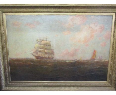 In the manner of William Lionel Wyllie - late 19th century - A seascape with a twin-mast sailing ship and two other boats at 