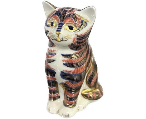 Royal Crown Derby cat paperweight, gold stopper
