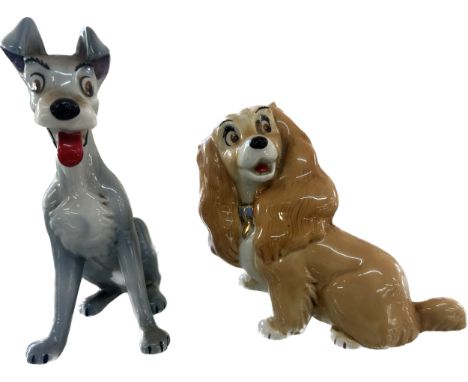 Two Vintage wade Lady and the tramp figures, condition as found, damage to tail, as shown in images.