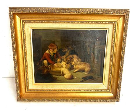 Gilt framed oil painting, approximate frame measurements: Width 14 inches, Height 12 inches
