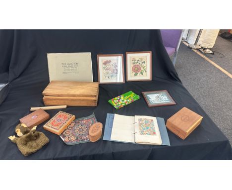 Selection of assorted miscellaneous to include framed prints, boxes, puppet etc