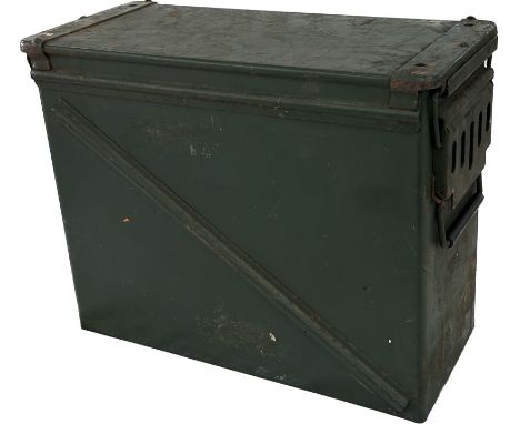Military Ammunition box, approximate measurements: Height 14.5 inches, Width 18 inches, Depth 8.5 inches