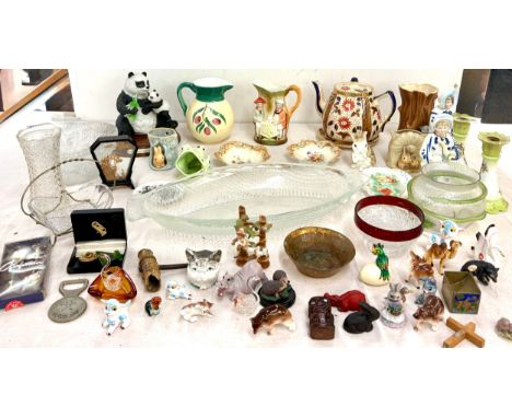 Selection of collectables to include Panda by Leonardo, Wade whimsies, glassware etc