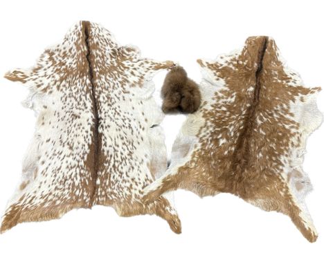 Two animal fur rugs and Alpaca tourist item with real alpaca fur largest measures approximately 22 x 24 inches
