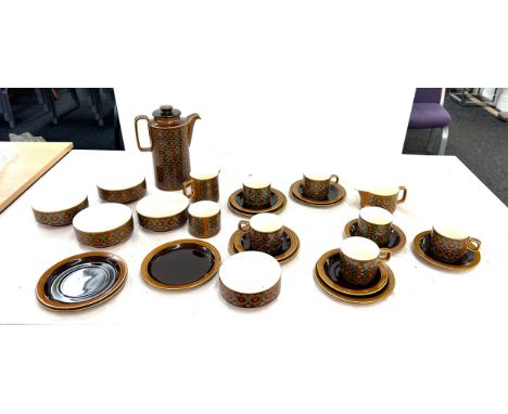 Vintage Hornsea coffee set to include cups, saucers, coffee pot, milk, sugar pots etc