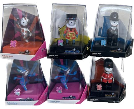 Six London Olympics 2012 Wenlock And Mandeville Union Flag Collector Series to include Paralympic Mascot, Queens Guard, Beefe