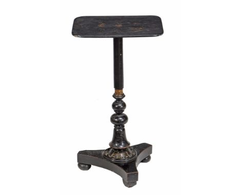  An ebonised and lacquered occasional table  , first quater 19th century and later, the rectangular top with japanned foliate