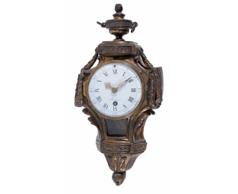  A French Louis XVI gilt bronze small cartel timepiece, Fortin, Paris, circa 1775,   the circular four pillar movement with v