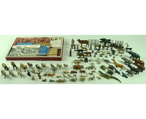 A collection of 19th and 20th century toy animals, the 19th century examples mostly lacquered wood and depicting exotic safar