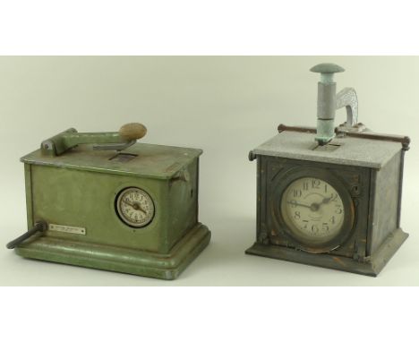 A National Time Recorder Co. Ltd. Aquinas Street, London copper and aluminium time clock, early 20th century, 20 by 19 by 28c
