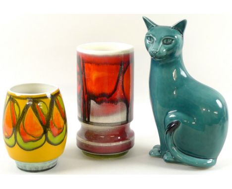 A collection of Poole pottery including a Carter Stabler Adams biscuit barrel, pattern AP, painted by Rene Hayes, 13cm, a Car