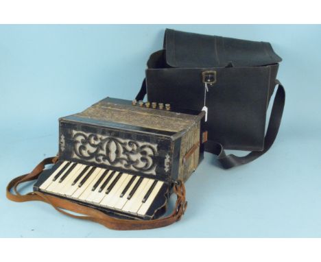 A vintage 'Viceroy Accordion' made in Saxony, 'Stradella model', in leather carry case (bellows appear in good condition, sig