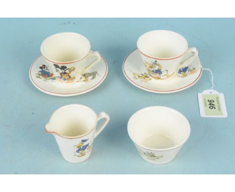 A vintage J &amp; G Meakin Disney themed part tea set, two cups and saucers, jug and bowl