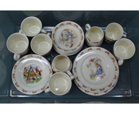 Royal Doulton Bunnykins, a mixed selection of cups and saucers plus two sizes of plates (conditions good but some with use)