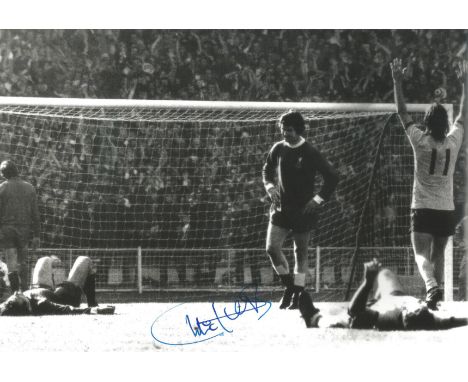 Football Autographed 12 x 8 photo, a superb image depicting CHARLIE GEORGE throwing his arms up in celebration after scoring 