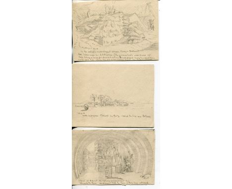 Great War art hand drawn. Rare Great War Art Sketches. A collection of SIX hand drawn sketches, done during the Great War by 