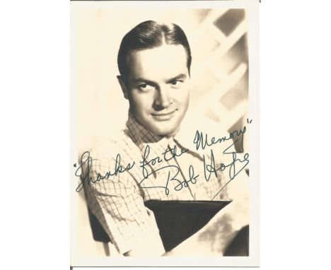 Bob Hope signed 7x5 vintage photo. May 29, 1903 – July 27, 2003) was an English-American stand-up comedian. Good Condition. A