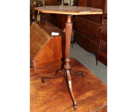 A late Victorian mahogany and satinwood cross banded tripod table 