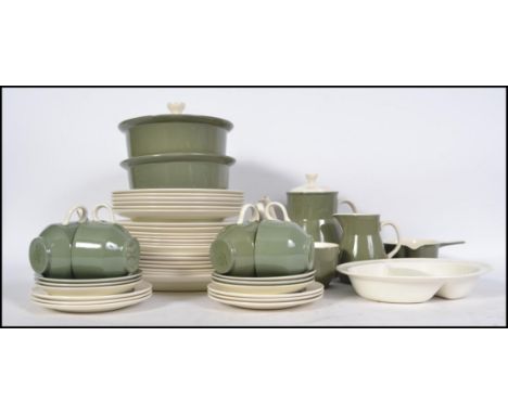 A Wedgwood ' Moss Green ' extensive ceramic mid century part dinner / tea service comprising cups, saucers, plates etc ( see 