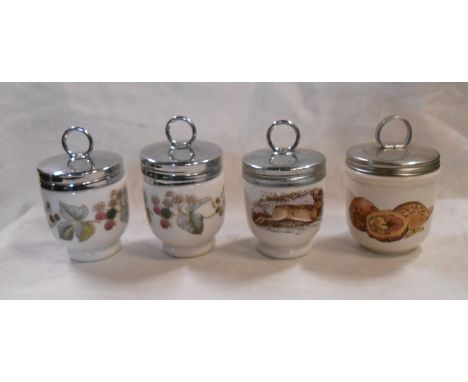Three Royal Worcester egg coddlers and a Wedgwood similar