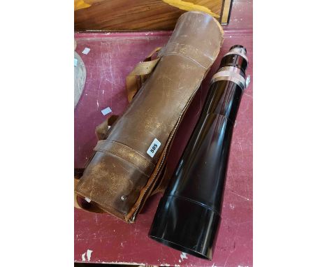 A vintage Japanese Takumar Asahi Kogaku scope, in original leather carry case - incomplete