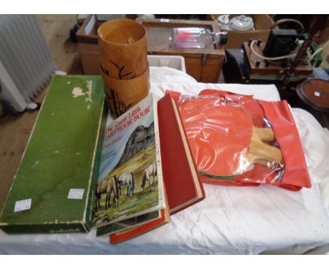 A box containing a quantity of collectable items including vintage recorder, etc.