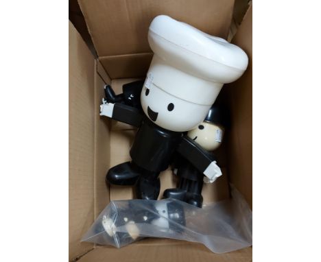 A box containing a quantity of Homepride Fred collectables including scales, salt and pepper, etc.