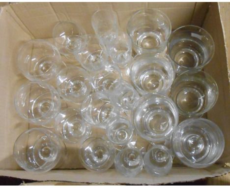 A box containing a quantity of Dartington glass including wine glasses, brandy balloons, etc.