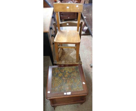 A vintage child's school chair - sold with another chair and a Victorian step commode with liner - various condition