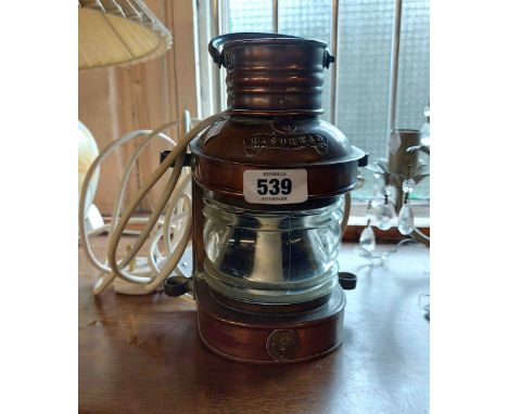 A copper Seahorse small ship's masthead lamp - converted to electricity