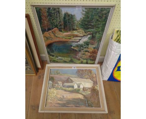 Roy Philp: a framed oil on board entitled 'A Lovely Morning' - signed - sold with M. Burgoyne: a framed oil on board, depicti