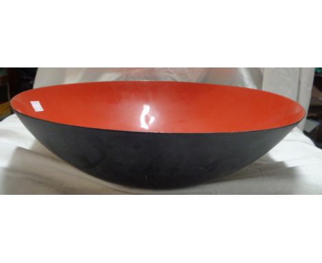 A large Herbert Krenchel Eternit Krenit serving bowl with orange enamel interior - unmarked