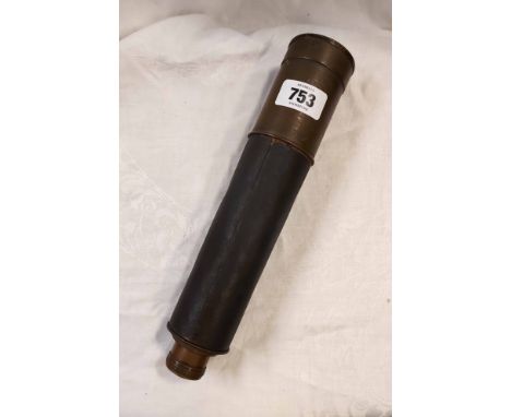 A WWI three draw telescope by Broadhurst &amp; Clarkson dated 1917, No. 28534 - eyepiece missing, re-bound