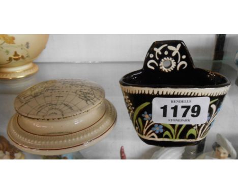 A 19th Century Macintyre pottery paperweight with printed J.G. Bartholomew world map decoration - sold with a Thoune pottery 