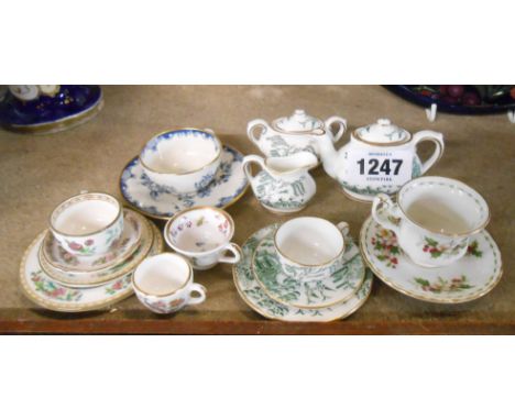 A quantity of Coalport and other bone china miniature items including teapot, sucrier, cups and saucers, etc.