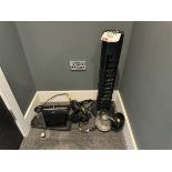 Assorted hotel appliances including Nespresso Coffee machine, one Ansio tower fan, one hotel safe &