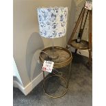 Circular metal framed bedside tables x 2 with 2 lamps and 2 matching bed pillows by artist Anna Pl