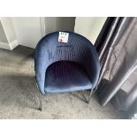 Two suede chairs & small stone table
