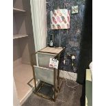 Metal framed bedside tables x 2 with lamps and 2 matching bed pillows By Artist Anna Platts