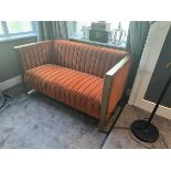 Orange suede sofa and orange suede chair