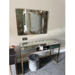 Metal framed glass topped dressing table & mirror